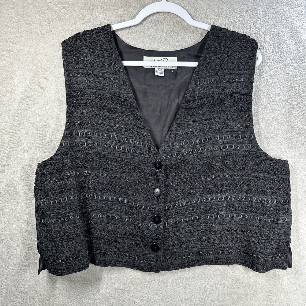 Kathryn Deene‎ Vest Sz 14/16 Witchy Whimsigoth Black Textured Vest